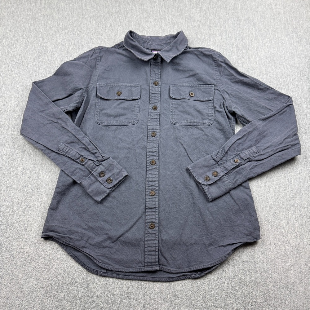 Patagonia Shirt Womens Gray Small Long-Sleeved Cotton Midweight Fjord Top 42405